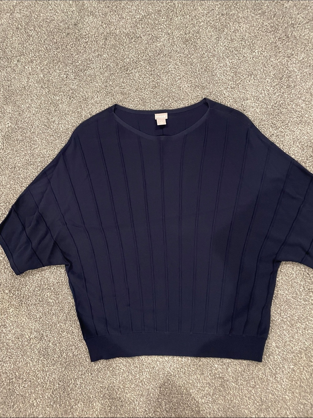 Chico's Navy Vertical-Rib Top